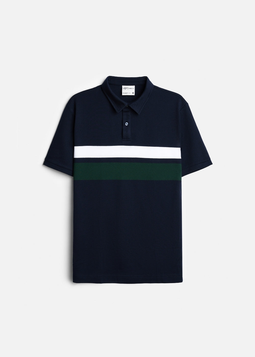 Áo Polo Cổ Khóa Kéo ColorLock™ Vải Cá Sấu Thoáng Mát Khóa Màu Sâu The Weekend 008 Màu Xanh Dương Trắng Dáng Vừa Vặn F3