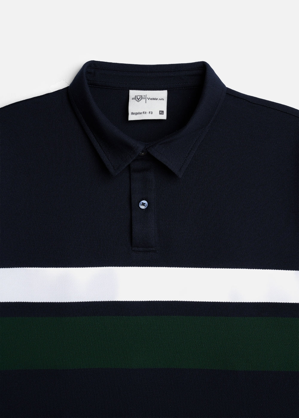 Áo Polo Cổ Khóa Kéo ColorLock™ Vải Cá Sấu Thoáng Mát Khóa Màu Sâu The Weekend 008 Màu Xanh Dương Trắng Dáng Vừa Vặn F3