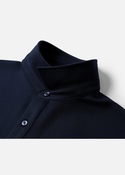 Áo Polo Cổ Khóa Kéo ColorLock™ Vải Cá Sấu Thoáng Mát Khóa Màu Sâu The Weekend 008 Màu Xanh Dương Trắng Dáng Vừa Vặn F3