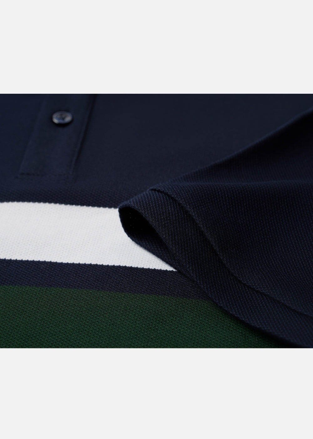 Áo Polo Cổ Khóa Kéo ColorLock™ Vải Cá Sấu Thoáng Mát Khóa Màu Sâu The Weekend 008 Màu Xanh Dương Trắng Dáng Vừa Vặn F3