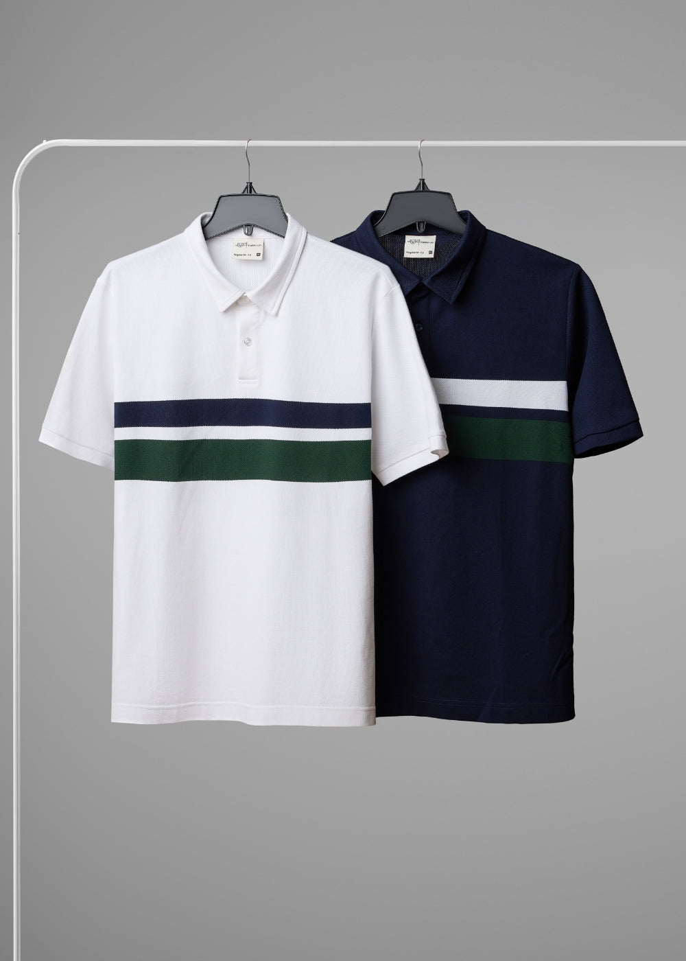 Áo Polo Cổ Khóa Kéo ColorLock™ Vải Cá Sấu Thoáng Mát Khóa Màu Sâu The Weekend 008 Màu Trắng Xanh Dương Dáng Vừa Vặn F3