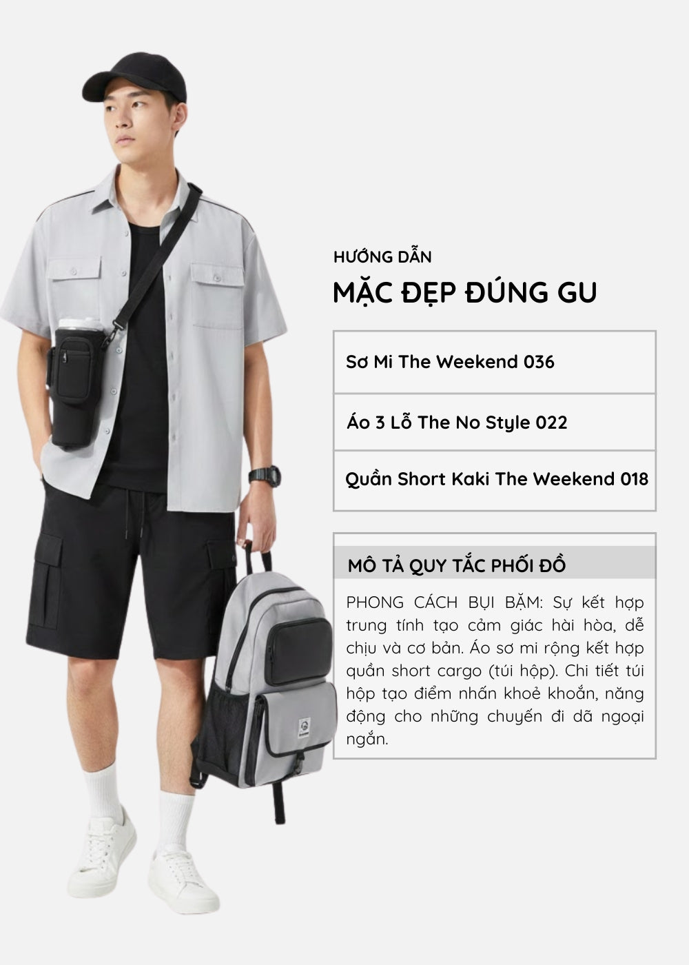 Áo Sơ Mi Tay Ngắn DurableTex™ Vải Bền Bỉ Thoát Ẩm Tốt The Weekend 036 Màu Xám Nhạt Dáng Rộng Rãi F4