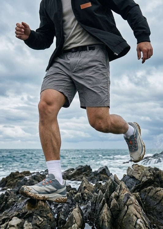 Quần Short Dù RainShield™ Trượt Nước Lưng Điều Chỉnh The Weekend 039 Màu Xám Dáng Rộng Rãi F4