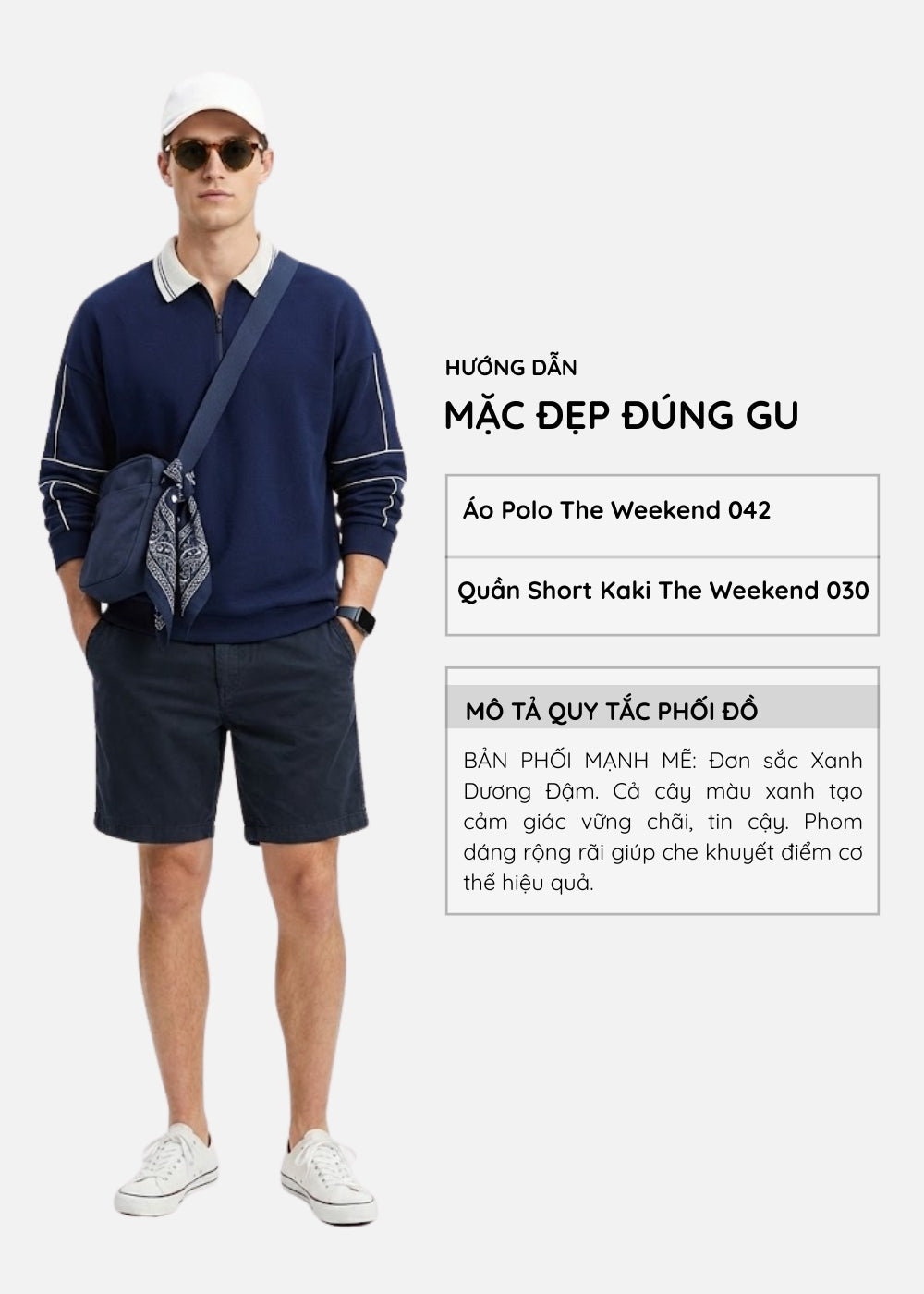 Áo Polo Tay Dài Khóa Kéo DurableTex™ Mềm Mại Nịnh Da Lên Dáng Chuẩn The Weekend 042 Màu Xanh Dương Đậm Dáng Rộng Rãi F4