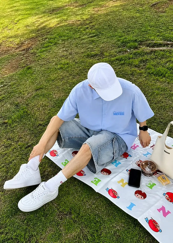 Sơ Mi Tay Ngắn Boxy EasyCare™ Vải Oxford Mềm Thoáng Tay Lật Lai Sọc Trendy The Weekend 048 Màu Beige 63 Dáng Hộp F5