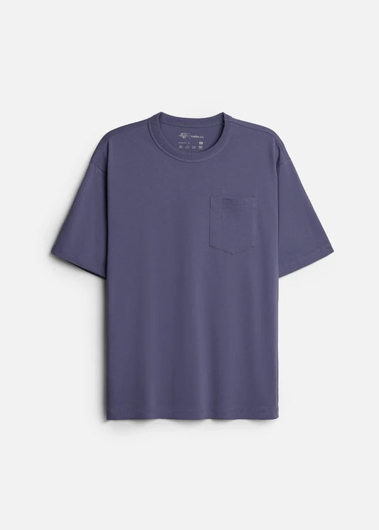 Áo Thun ColorLock™ Cotton Mềm Mát Giữ Màu Có Ngăn Cắm Bút Tiện Lợi The Worker 003 Màu Tím Dáng Rộng Rãi F4