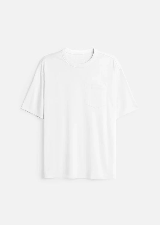 Áo Thun ColorLock™ Cotton Mềm Mát Giữ Màu Có Ngăn Cắm Bút Tiện Lợi The Worker 003 Màu Trắng Dáng Rộng Rãi F4