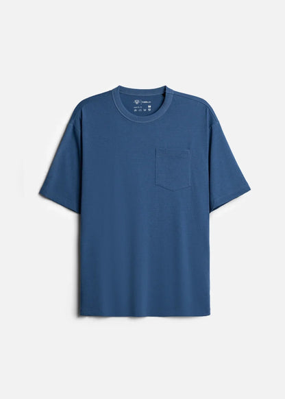 Áo Thun ColorLock™ Cotton Mềm Mát Giữ Màu Có Ngăn Cắm Bút Tiện Lợi The Worker 003 Màu Xanh Dương Dáng Rộng Rãi F4