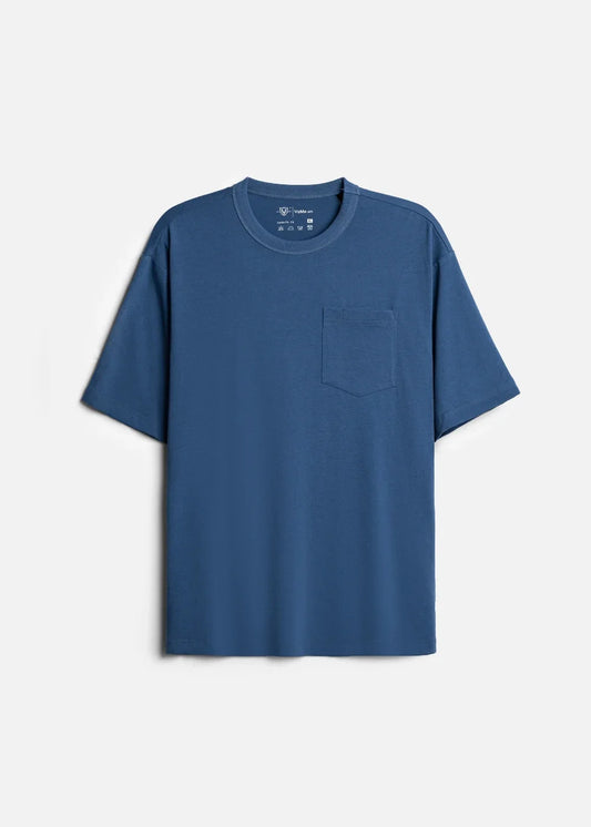 Áo Thun ColorLock™ Cotton Mềm Mát Giữ Màu Có Ngăn Cắm Bút Tiện Lợi The Worker 003 Màu Xanh Dương Dáng Rộng Rãi F4