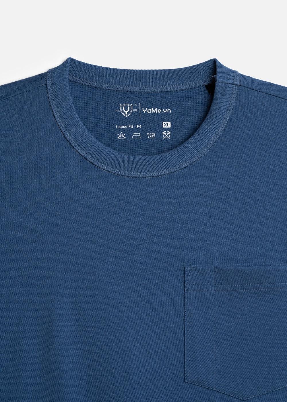 Áo Thun ColorLock™ Cotton Mềm Mát Giữ Màu Có Ngăn Cắm Bút Tiện Lợi The Worker 003 Màu Xanh Dương Dáng Rộng Rãi F4