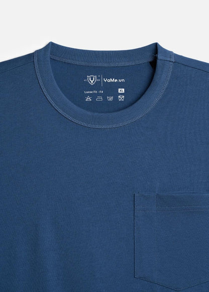 Áo Thun ColorLock™ Cotton Mềm Mát Giữ Màu Có Ngăn Cắm Bút Tiện Lợi The Worker 003 Màu Xanh Dương Dáng Rộng Rãi F4