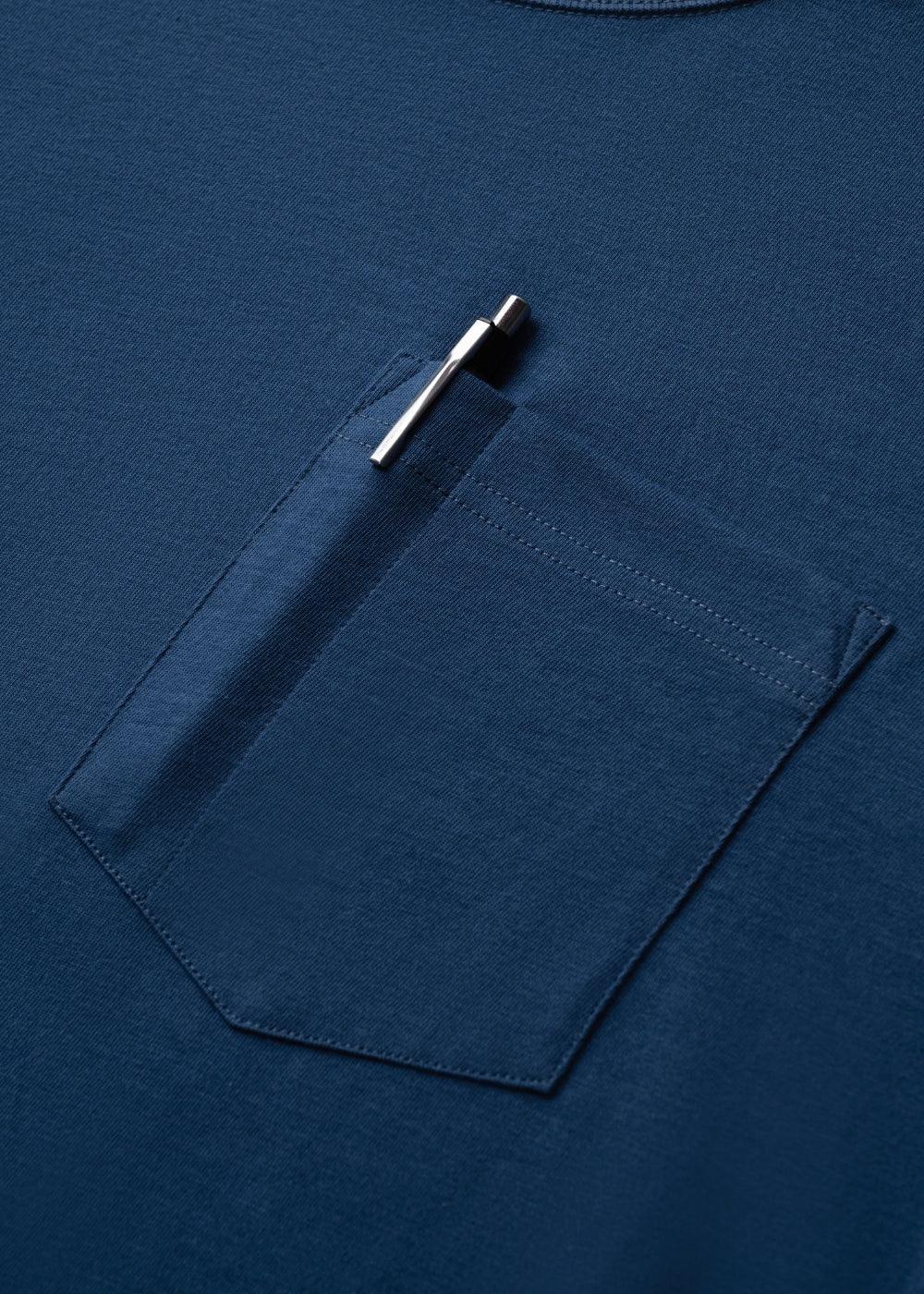 Áo Thun ColorLock™ Cotton Mềm Mát Giữ Màu Có Ngăn Cắm Bút Tiện Lợi The Worker 003 Màu Xanh Dương Dáng Rộng Rãi F4