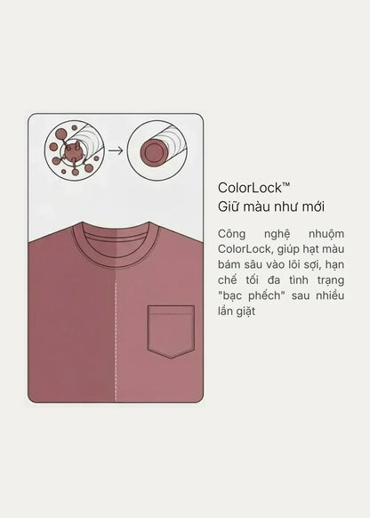 Áo Thun ColorLock™ Cotton Mềm Mát Giữ Màu Có Ngăn Cắm Bút Tiện Lợi The Worker 003 Màu Xanh Dương Dáng Rộng Rãi F4