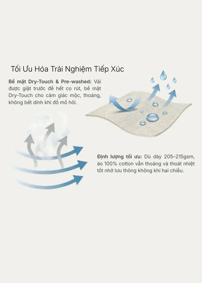 Áo Thun ColorLock™ Cotton Mềm Mát Giữ Màu Có Ngăn Cắm Bút Tiện Lợi The Worker 003 Màu Xanh Dương Dáng Rộng Rãi F4