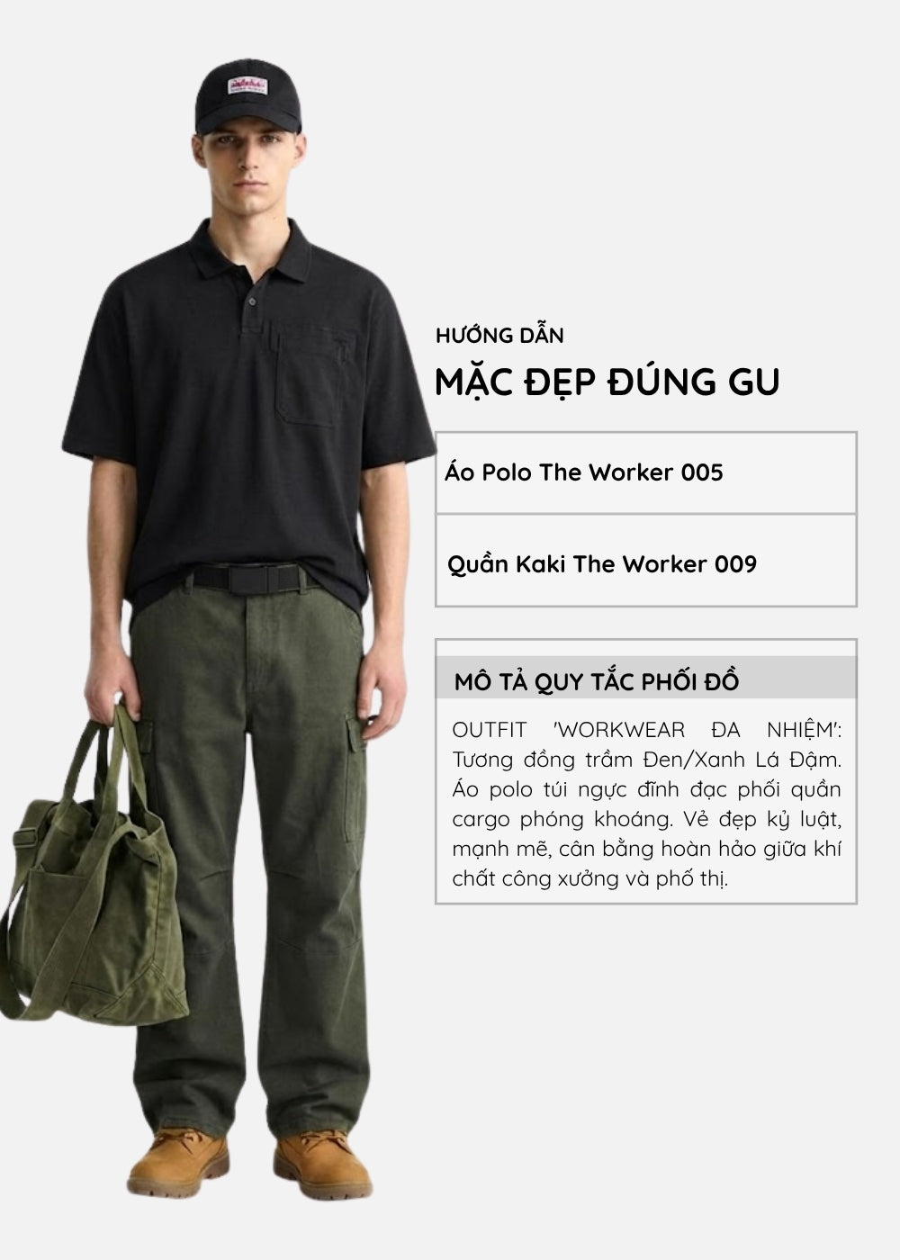 Quần Kaki DurableTex™ Vải Dai Chắc, Đầu Gối Xếp Ly Co Gập Thoải Mái The Worker 009 Màu Xanh Lá Đậm Dáng Vừa Vặn F3