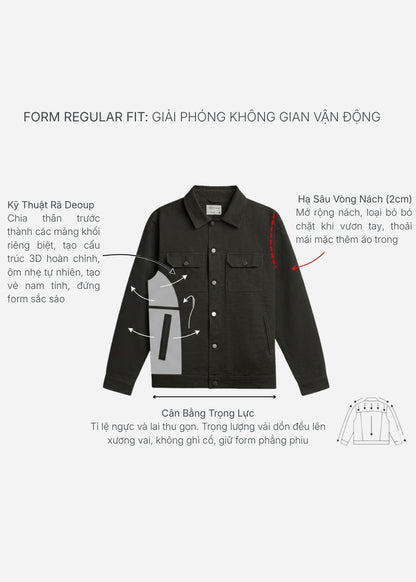 Áo Khoác Kaki DurableTex™ Vải Cotton Dày Dặn Chắn Gió Cản Bụi The Worker 011 Màu Đen Dáng Vừa Vặn F3