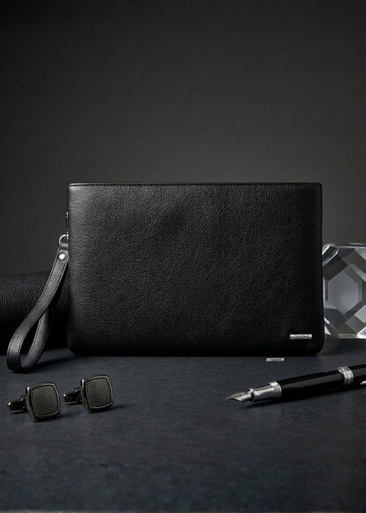 Ví Cầm Tay Da Simili Dây Đeo #Y2010 097 Đen