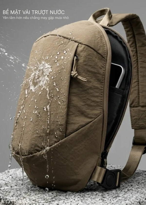 Túi Đeo Sling Bag Kiểu Kén Tránh Mỏi Vải Siêu Bền Trượt Nước #Y2010 185 Màu Nâu