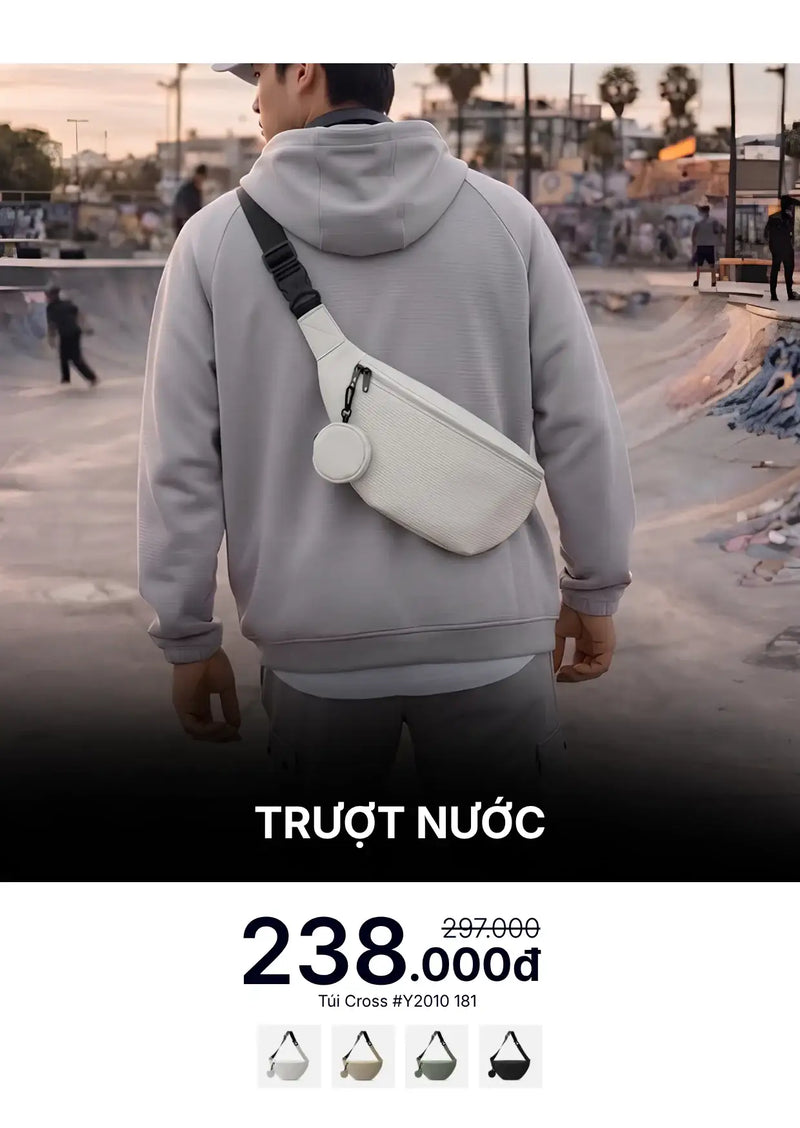 Túi Đeo Chéo Cross Bag Trượt Nước Kèm Túi Mini Rời Tiện Ích  #Y2010 181 Màu Trắng