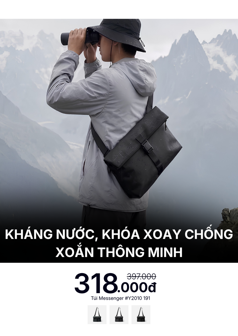 Túi Messenger Kháng Nước Khóa Xoay Chống Xoắn Thông Minh #Y2010 191 Màu Xám