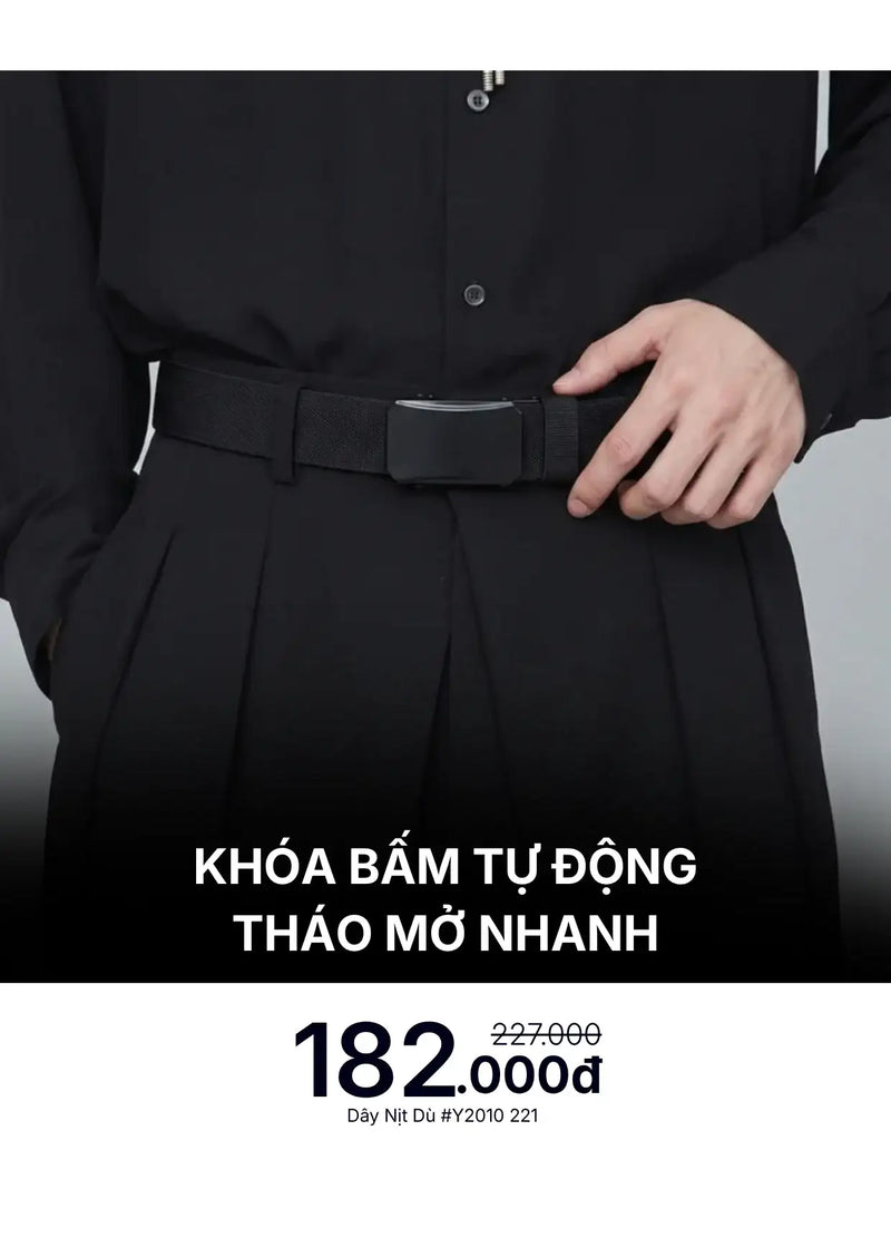 Dây Nịt Vải Dù Chắc Chắn, Khóa Bấm Tự Động Tháo Mở Nhanh #Y2010 221 Màu Đen