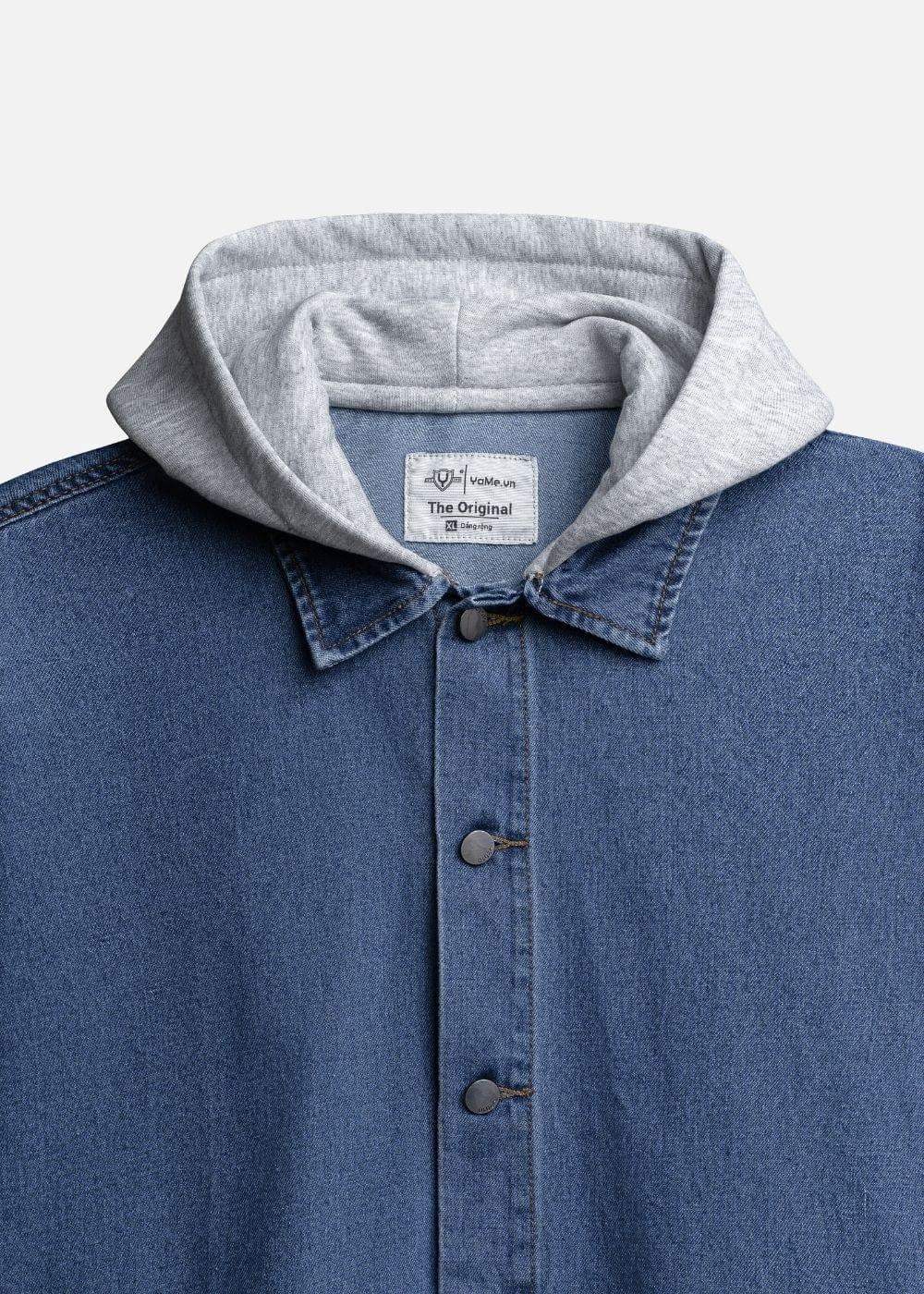 Áo Khoác Jean Phối Nón The Original 039 Xanh Dương - YaMe.vn