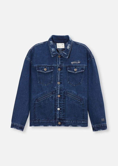 Áo Khoác Jeans Wash Rách The Original M069 Xanh Dương Đậm - YaMe.vn