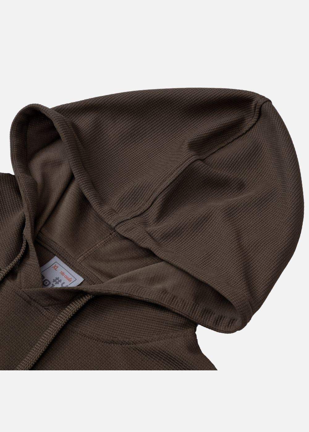 Áo Khoác Hoodie Waffle Thoáng Khí Seventy Seven 39 Nâu Đậm - YaMe.vn