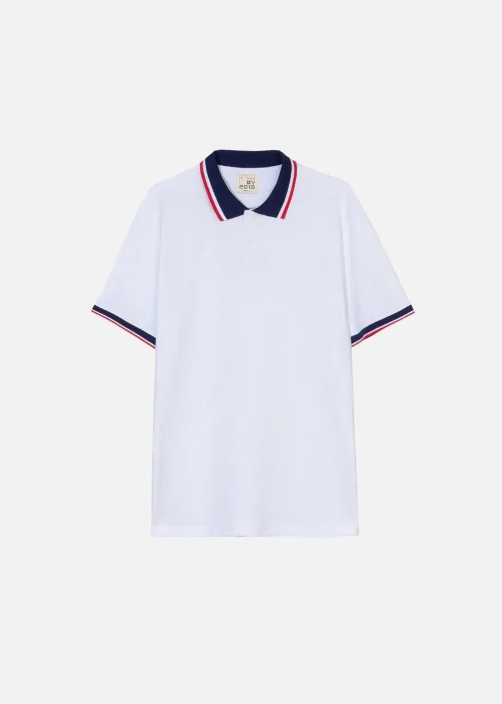 Áo polo nam trắng cổ navy viền đỏ, thiết kế tinh tế tôn dáng, mặc bền, không lỗi mốt