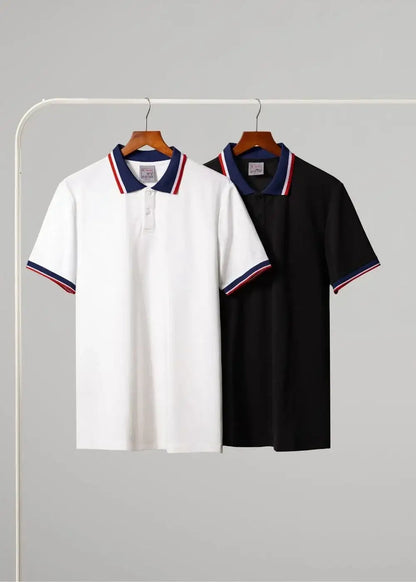 Áo polo nam trắng đen cổ viền đỏ xanh, thiết kế tinh tế, mặc bền, không lỗi mốt