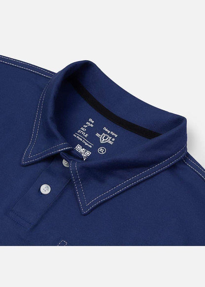 Áo polo nam màu xanh navy, cổ bẻ chỉ trắng, thiết kế tinh tế tôn dáng, mặc bền, không lỗi mốt