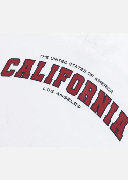 Áo thun nam trắng in chữ California đỏ, thiết kế cổ điển, thời trang không lỗi mốt