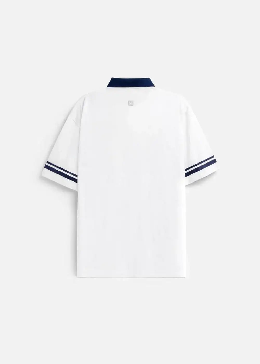 Áo polo nam trắng cổ xanh navy, tay ngắn sọc xanh, thiết kế tôn dáng, mặc bền, không lỗi mốt