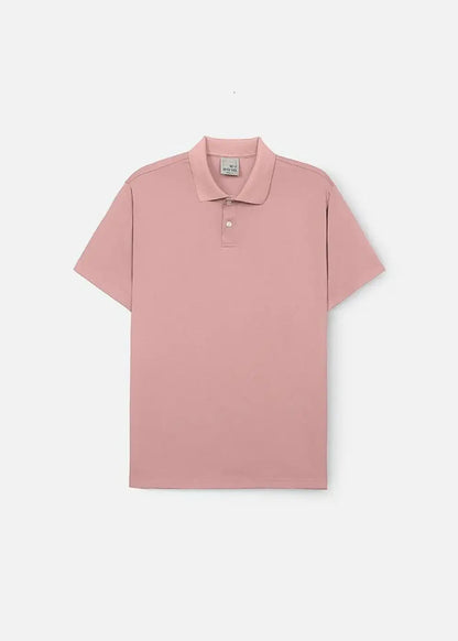 Áo polo nam màu hồng pastel, thiết kế cổ bẻ tinh tế, chất liệu mềm mại, tôn dáng người Việt