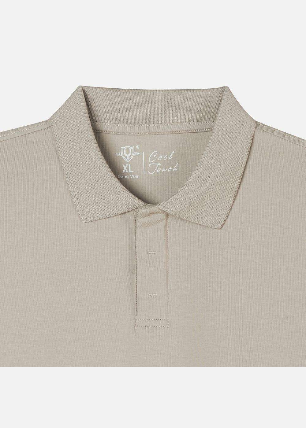 Áo polo nam màu be, cổ bẻ, chất liệu Cool Touch mềm mịn, thiết kế tinh tế tôn dáng