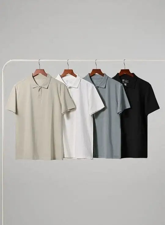 Áo polo nam màu trung tính, thiết kế tinh tế, mặc bền, thoải mái, tôn dáng