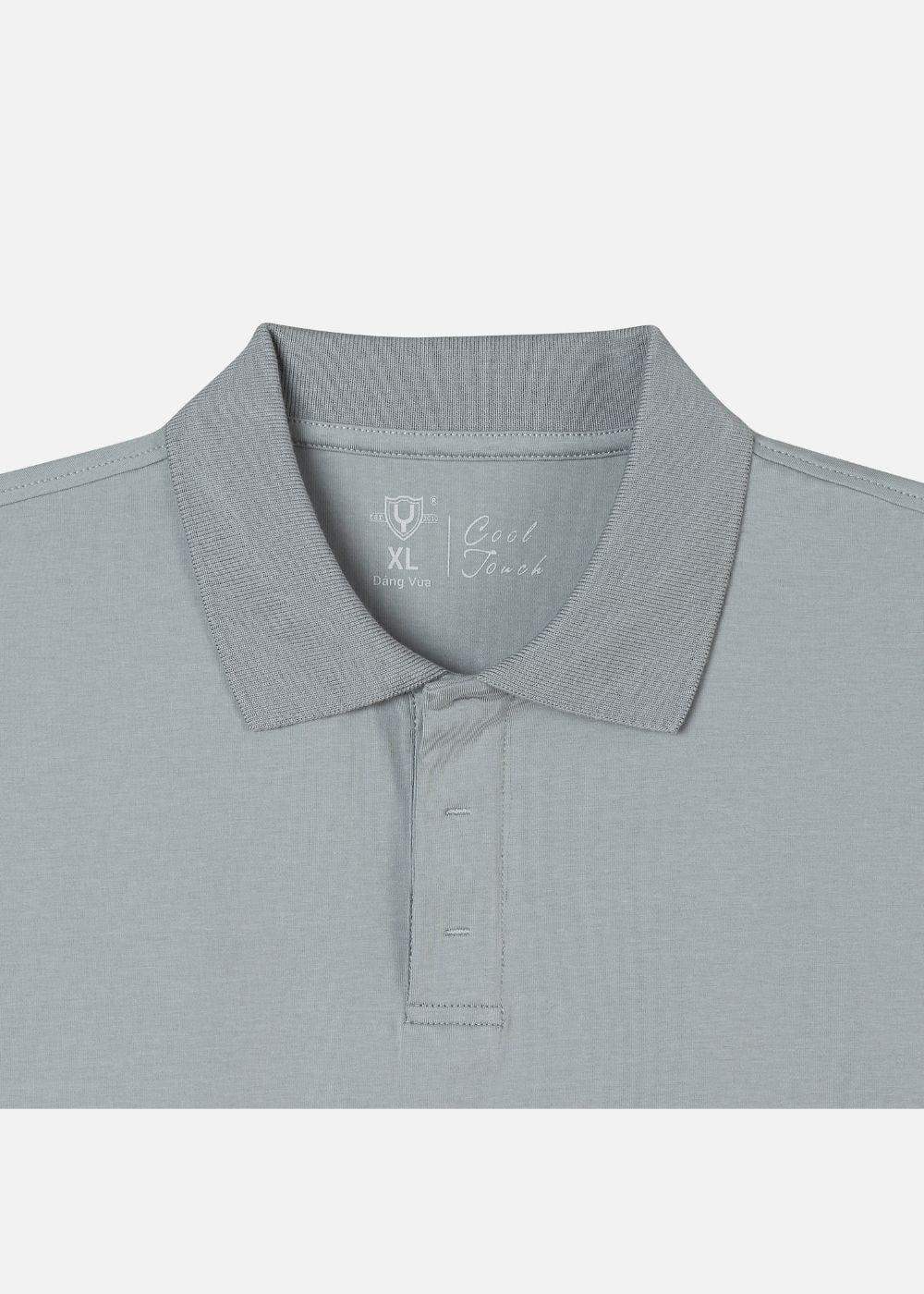 Áo polo nam màu xám, cổ bẻ, chất liệu Cool Touch mềm mịn, thiết kế tôn dáng, size XL