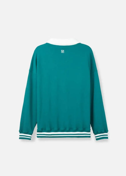 Áo Polo Sweater Cổ Chữ V No Style M38 Xanh Lá Đậm - YaMe.vn