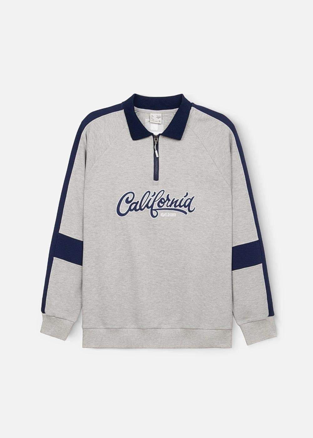 Áo Polo Sweater Cổ Khóa Kéo No Style M38 Xám - YaMe.vn