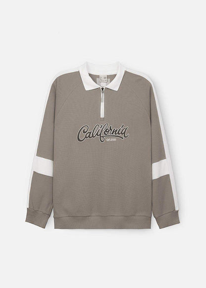 Áo Polo Sweater Cổ Khóa Kéo No Style M38 Xám Đậm - YaMe.vn
