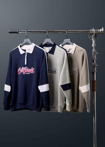 Áo Polo Sweater Cổ Khóa Kéo No Style M38 Xám Đậm - YaMe.vn