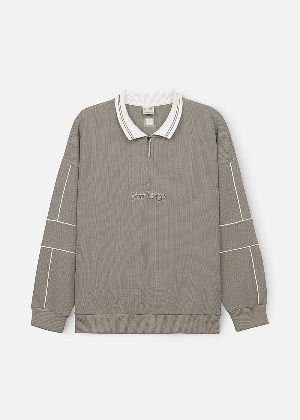 Áo Polo Sweater Cổ Khóa Kéo No Style M41 Xám - YaMe.vn