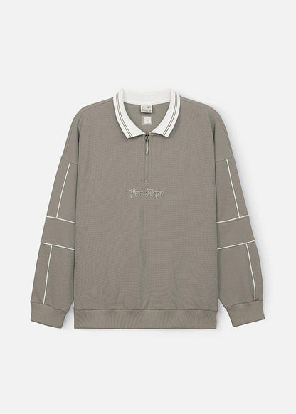 Áo Polo Sweater Cổ Khóa Kéo No Style M41 Xám - YaMe.vn