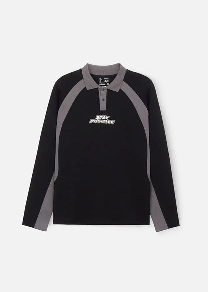 Áo Polo Sweater Cotton Phối Màu No Style M35 Đen Xám - YaMe.vn