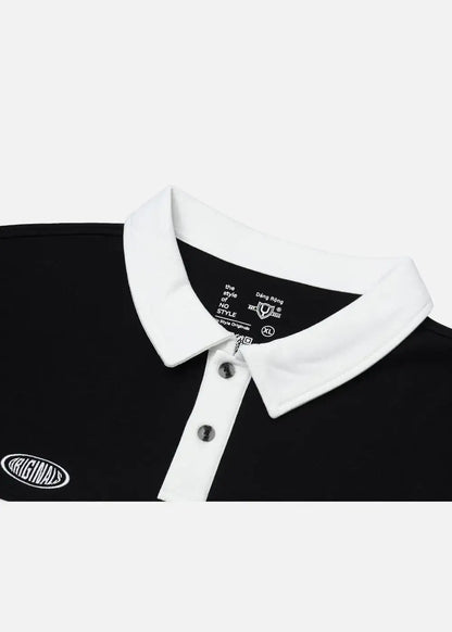 Áo Polo Sweater Cotton Phối Màu No Style M36 Đen Trắng - YaMe.vn