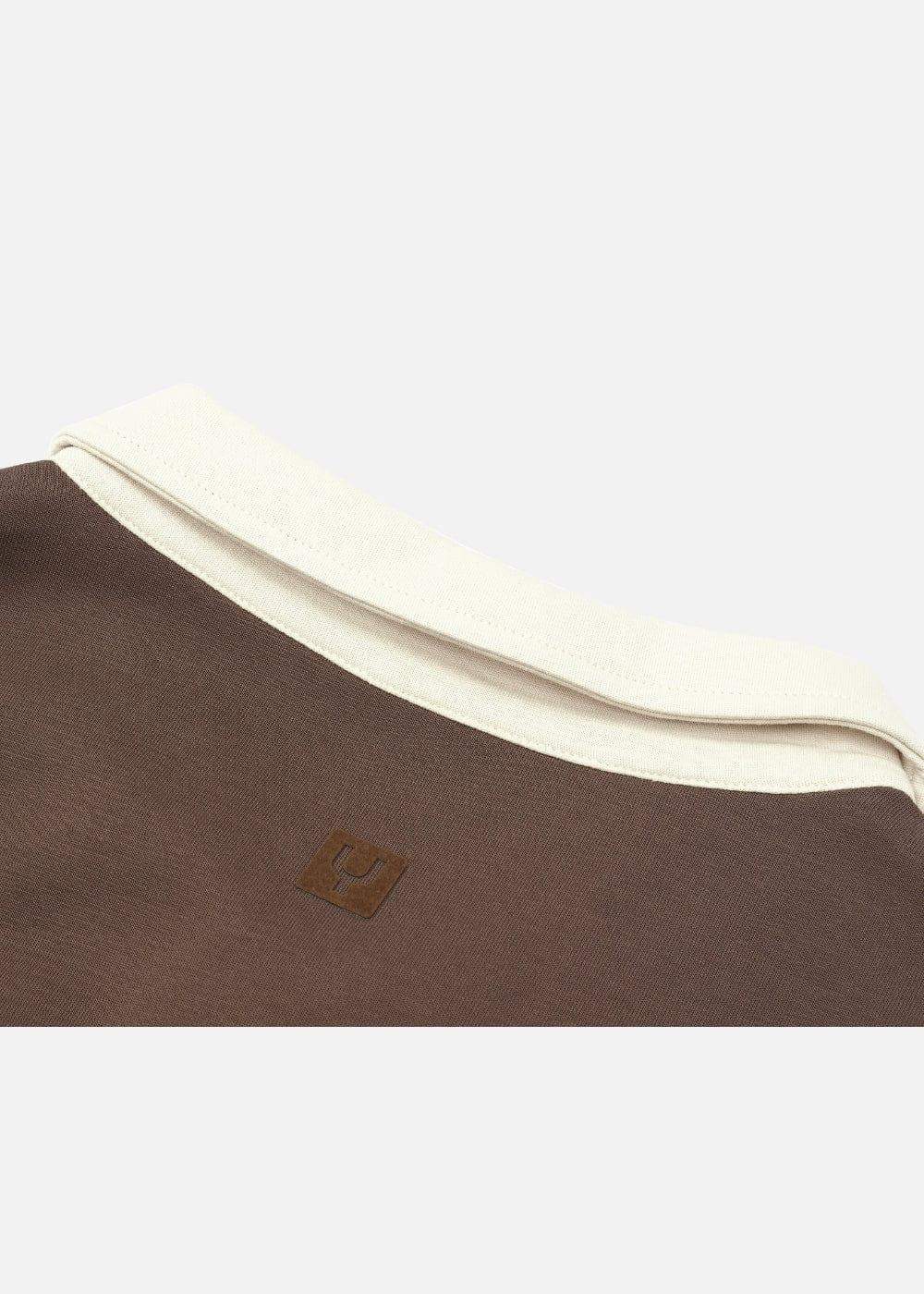 Áo Polo Sweater Cotton Phối Màu No Style M36 Nâu Be - YaMe.vn