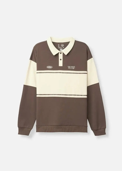 Áo Polo Sweater Cotton Phối Màu No Style M36 Nâu Be - YaMe.vn
