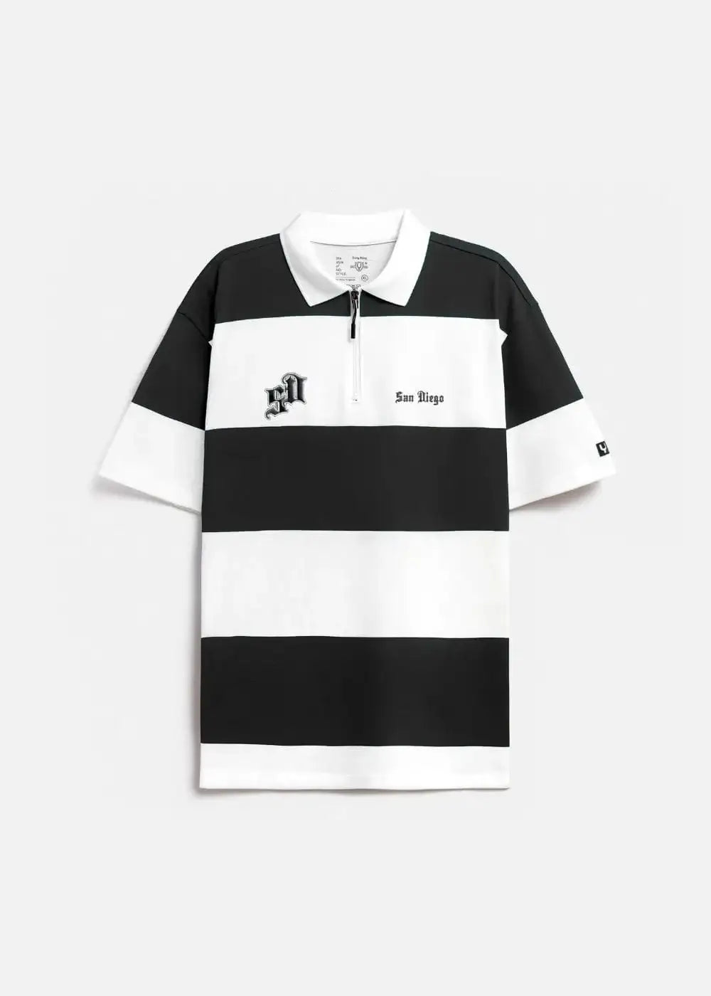 Áo Polo Tay Ngắn Họa Tiết Sọc No Style M25 Trắng Đen - YaMe.vn