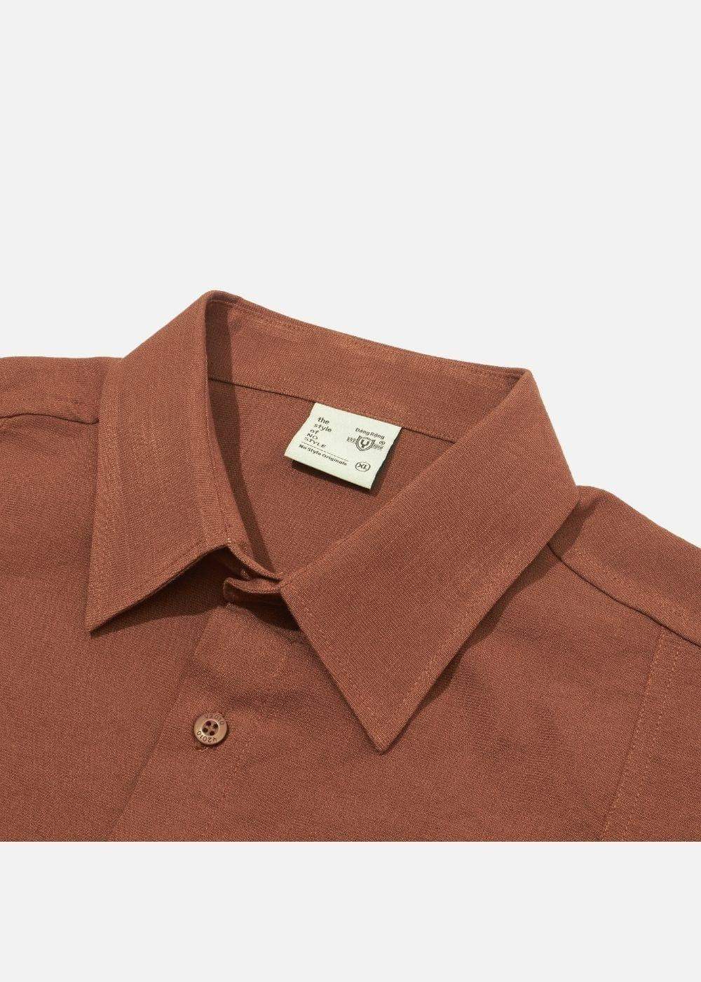 Áo Sơ Mi Hiệu Ứng Linen Ít Nhăn No Style M117 Nâu Đậm - YaMe.vn