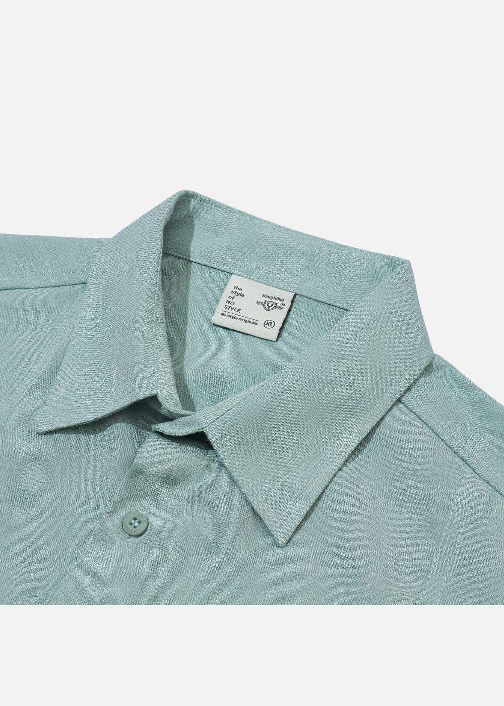 Áo Sơ Mi Hiệu Ứng Linen Ít Nhăn No Style M117 Xanh Ngọc Pastel - YaMe.vn
